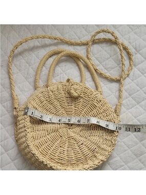 Others Follow Round Handwoven Straw Crossbody Bag - Natural Beige